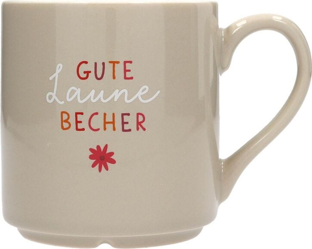 Depesche Porzellanbecher bunt 300 ml - Tasse mit Goldaufdruck