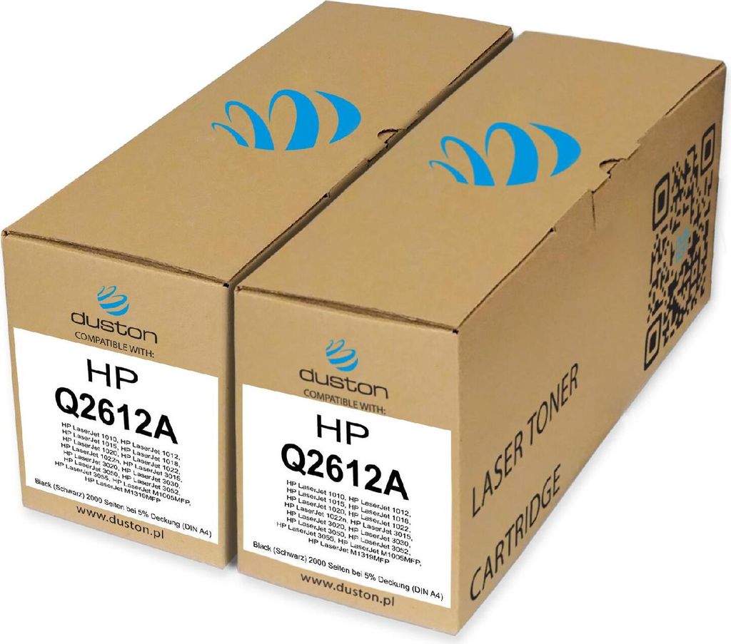 2x Q2612A, 12A Toner Druckertoner Patrone Schwarz kompatibel mit HP LaserJet 1010 1012 1015 1018 1020 1022 1022n 3015 3020 3030 3050 3052 3055 M100...