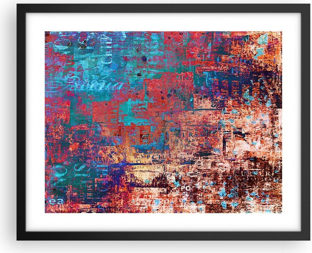 Gerahmtes Poster - Schwarzer Rahmen - Graffiti modern - 50x40 cm - Wand Bild - Wanddeko - Wandbilder - Kunstposter - Wandposter - Bilderrahmen - Bi...