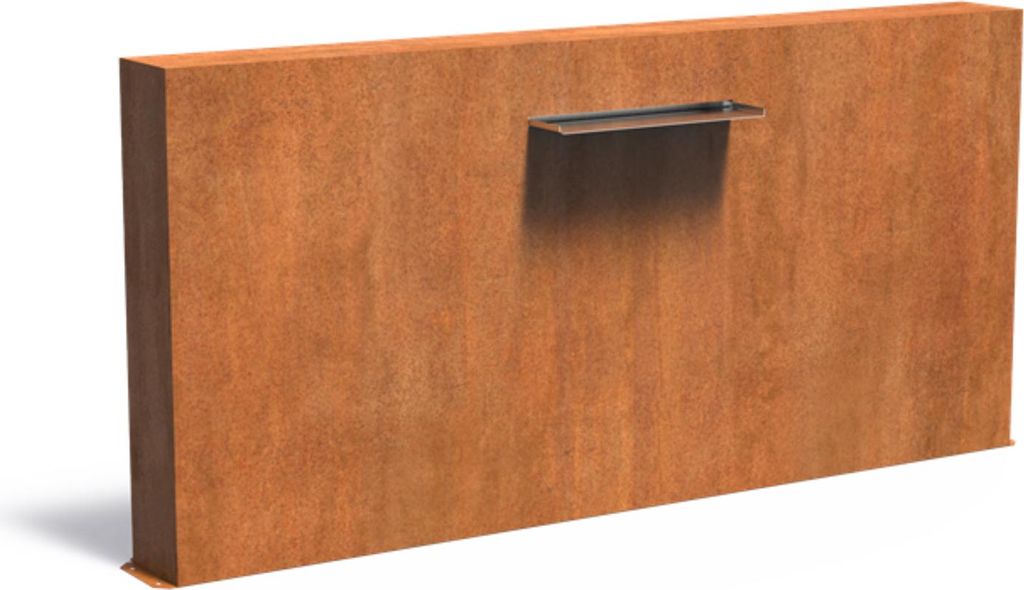 Adezz Freistehende Teichwand aus Corten-Stahl Rost inkl. Wasserfall und Pumpe