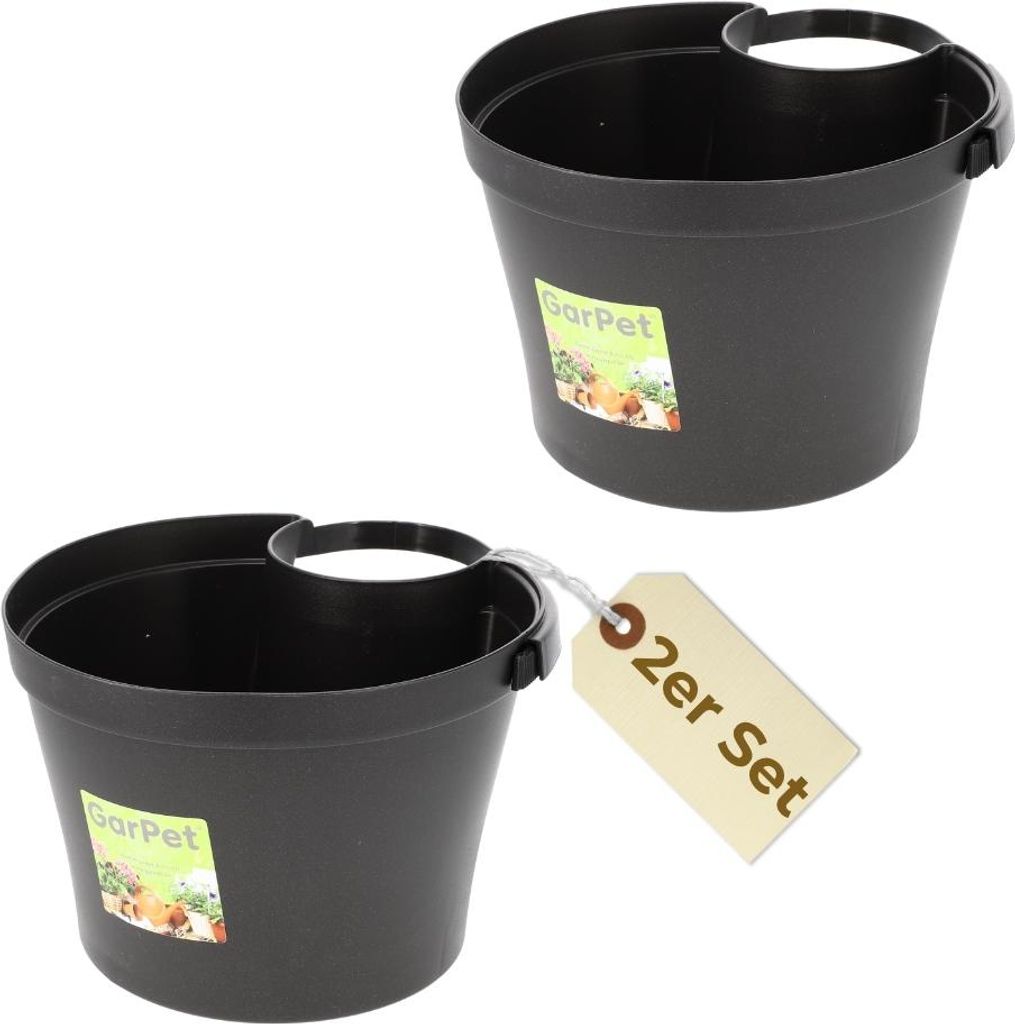 2er Set Fallrohr Blumentopf Fallrohr Blumentopf für Regenrohr Regenrinne Säule Pfosten Abflussrohr Hängetopf Pflanztopf Pflanzgefäß Anthrazit ...