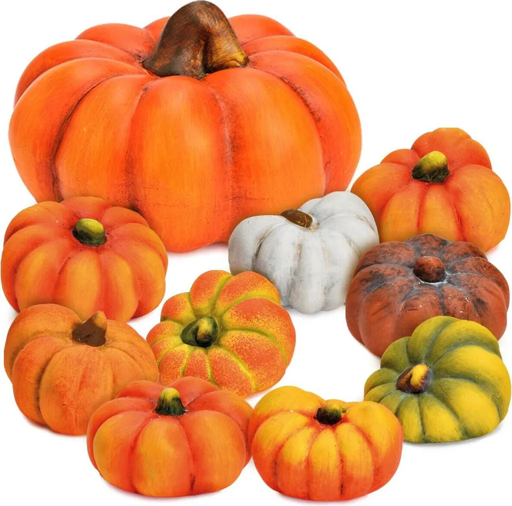 Citrouilles décoratives en argile orange pour Halloween et Automne - 2pcs