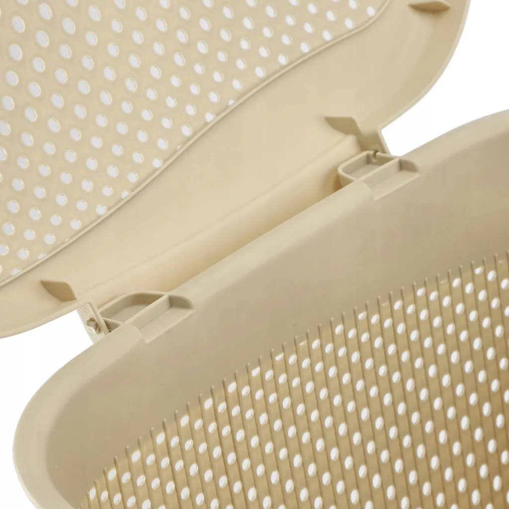 Corbeille à linge 55L beige avec couvercle rabattable bac à linge design - 6