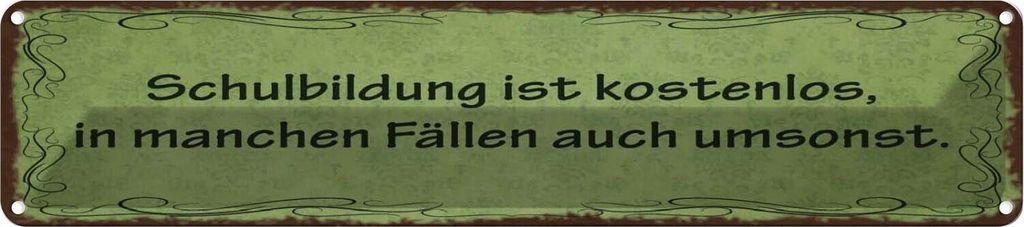 vianmo Blechschild 10x46 cm Schulbildung umsonst Spruch Zitat
