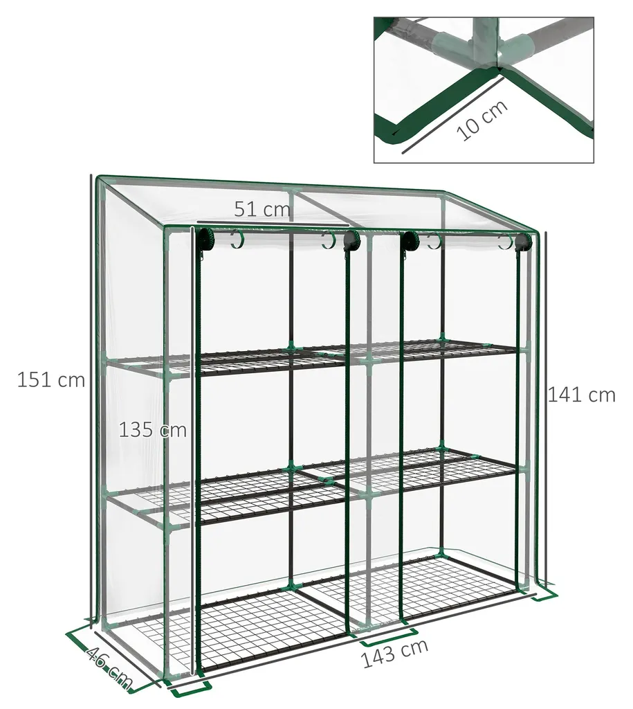 Serre de balcon 6 étagères et double porte pour semis et plantes - 5