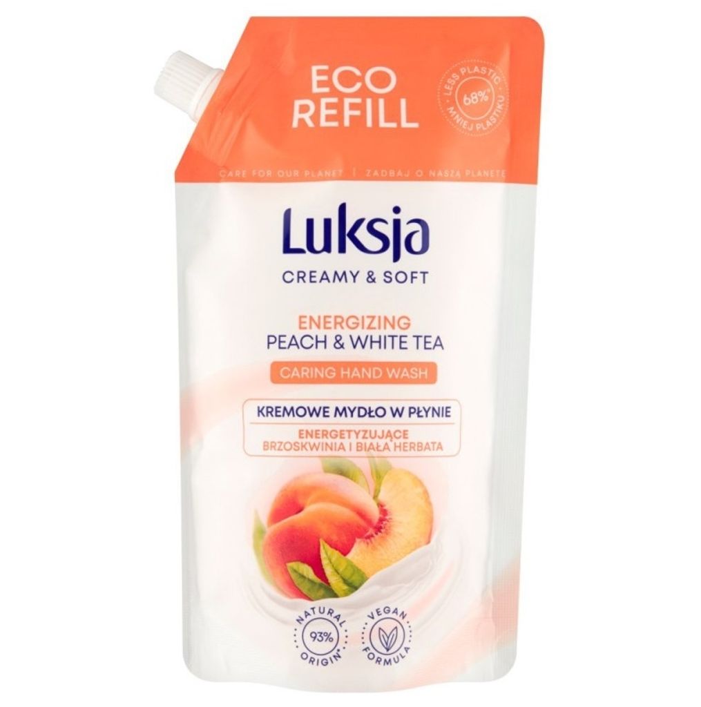 Luksja, Mydło w płynie Energizing Peach White Tea, 400 ml