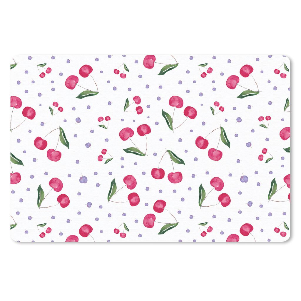MuchoWow Mauspad Mousepad Kirschen - Obst - Weiß 27x18 cm - Mousepads - Maus Mat - Pad - Mausunterlage - Büroartikel - Desk Matten