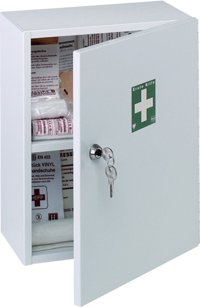 Verbandschrank A aus Stahlblech mit Füllung DIN 13157 gefüllt nach DIN 13157 Größe