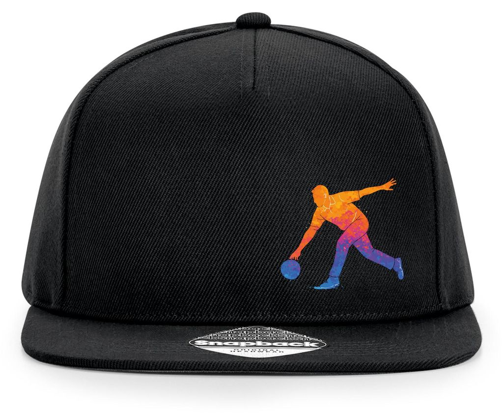 Huuraa Cappy Mütze Bowling bunte Silhouette Black Polyester Snapback Kappe Geschenkidee
