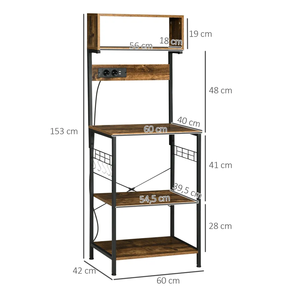 Meuble de Rangement Cuisine Industriel Buffet avec Étagère Ajustable