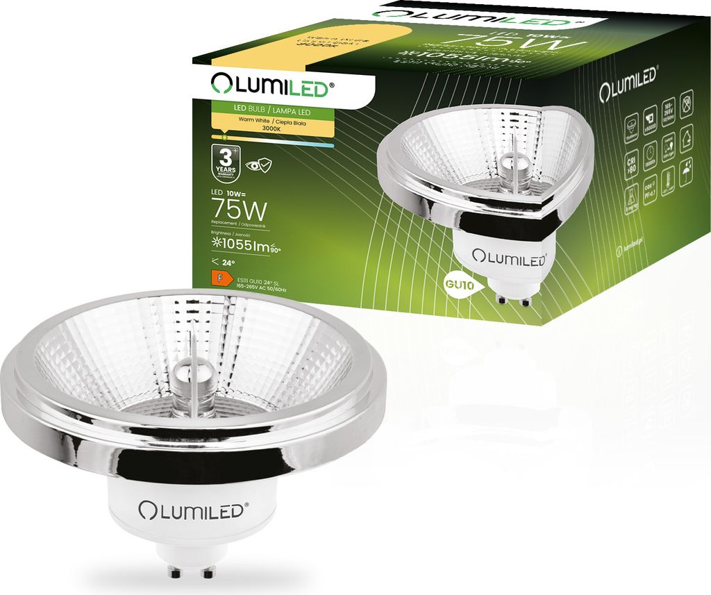 LUMILED LED žiarovka ES111 GU10 pätica 230V 10W (ekvivalent Obrázok produktu 