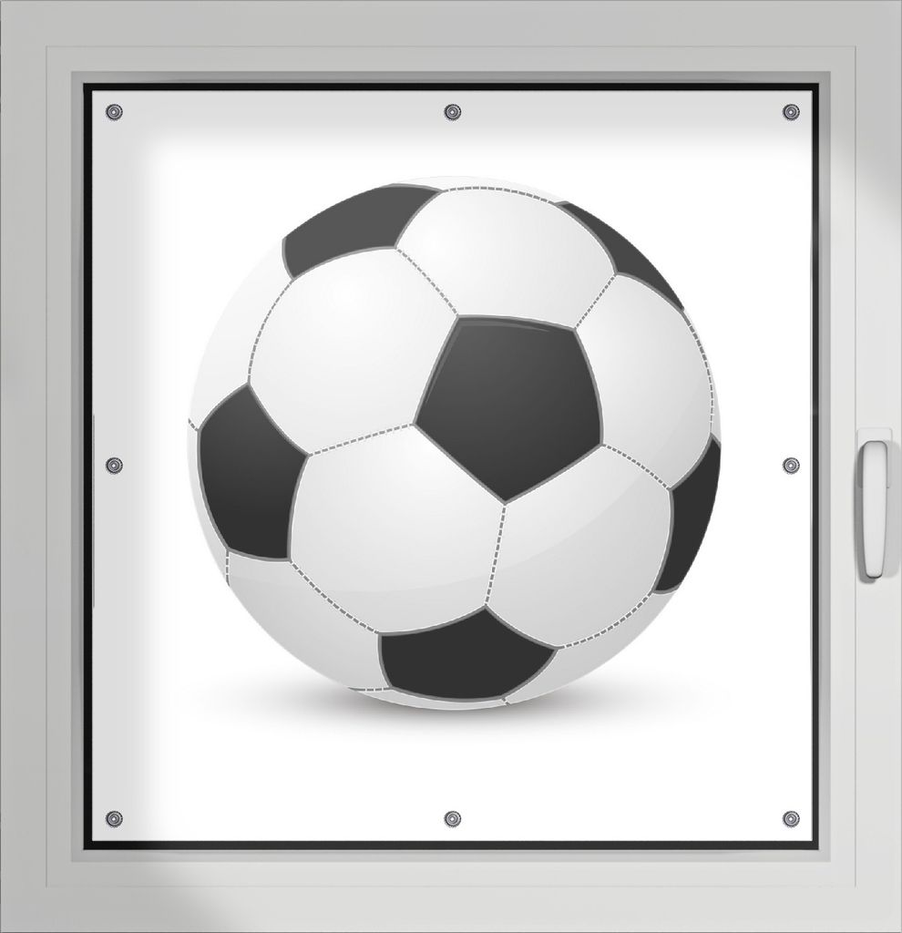 Wallario Lichtschutzbild, Dekorativer Sichtschutz Sonnenschutz 96 x 100 cm mit Motiv: Fußball klassisch vor weißem Hintergrund - Verdunklung ohne...