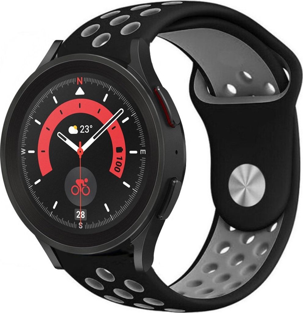 Strap-it Samsung Galaxy Watch 5 Pro Sportarmband (Schwarz/Grau)