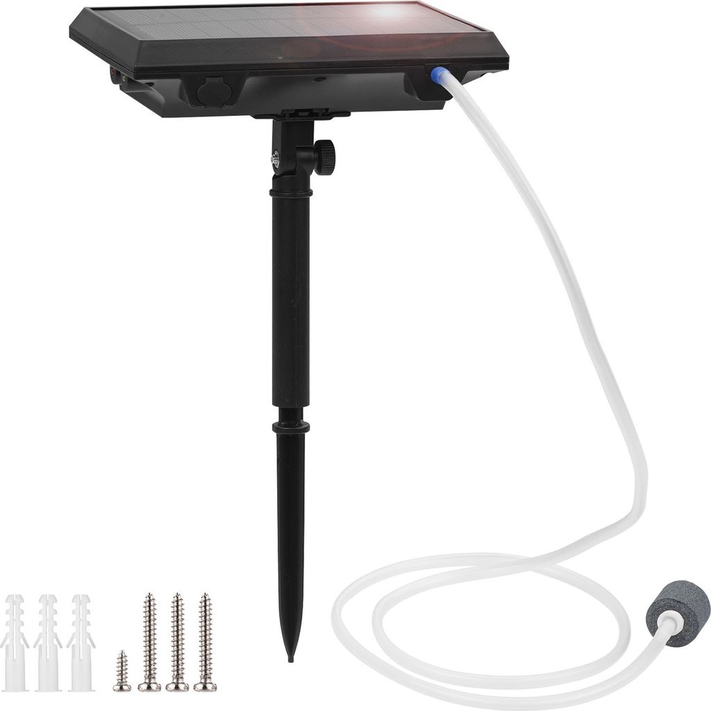 5.5V 1.5W Solar-Luftpumpe Aquarium Oxygenator mit Aquarium Rohr & Luftblasenstein Outdoor Teich Sauerstoffpumpe Beluefter Wiederaufladbar zum Angel...