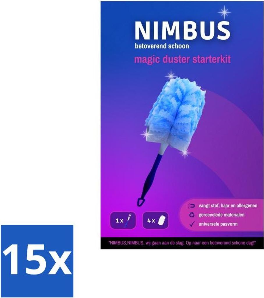 NIMBUS Magic Duster Starter-Set: Griff + 4 Nachfüllpackungen (1 Set) - Vorteilspack - 15 Stücke