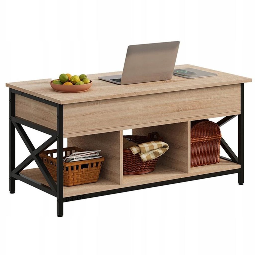 Dřevěný konferenční stolek ve stylu loft, rozkládací, Obrázek produktu 