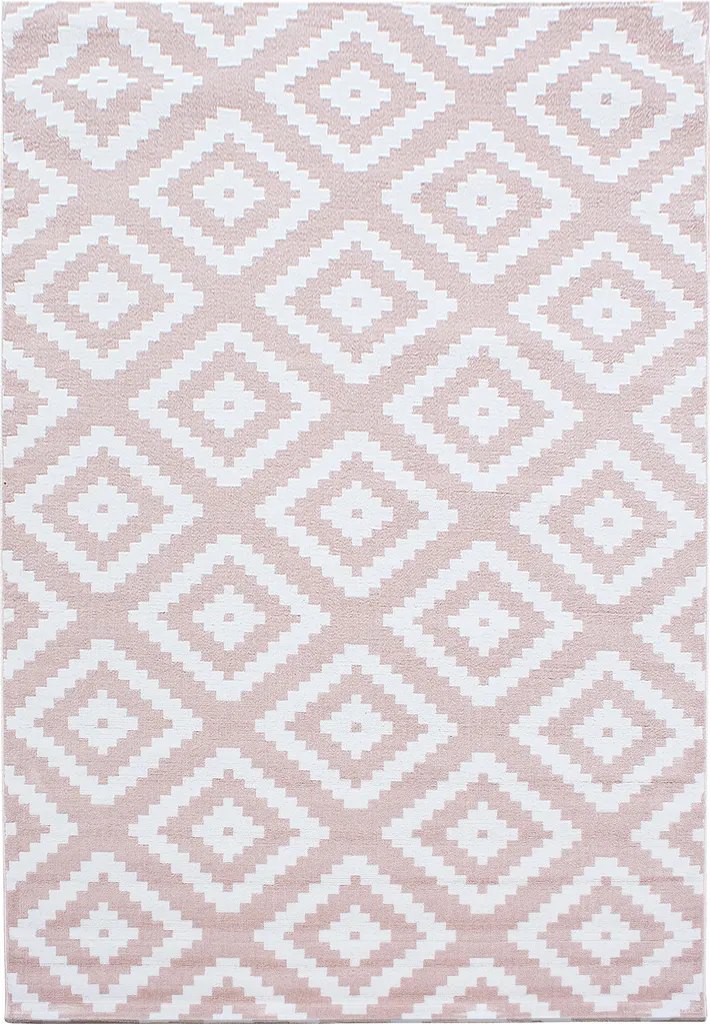 Tapis rose à poils ras 280x370cm Plus Rhombus : design XXL facile d'entretien