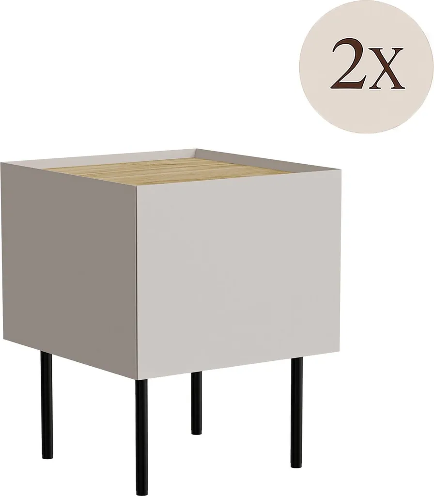Chevet Beige Idéal pour Petite Chambre Preci 40x41x60 cm avec Rangement