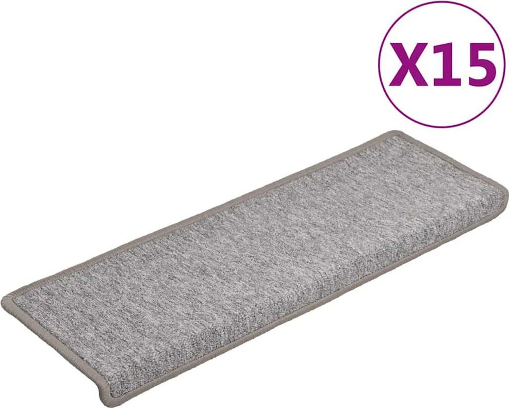vidaXL Koberčeky na kroky 15 kusov 65x21x4 cm Svetlo šedé Obrázok produktu 