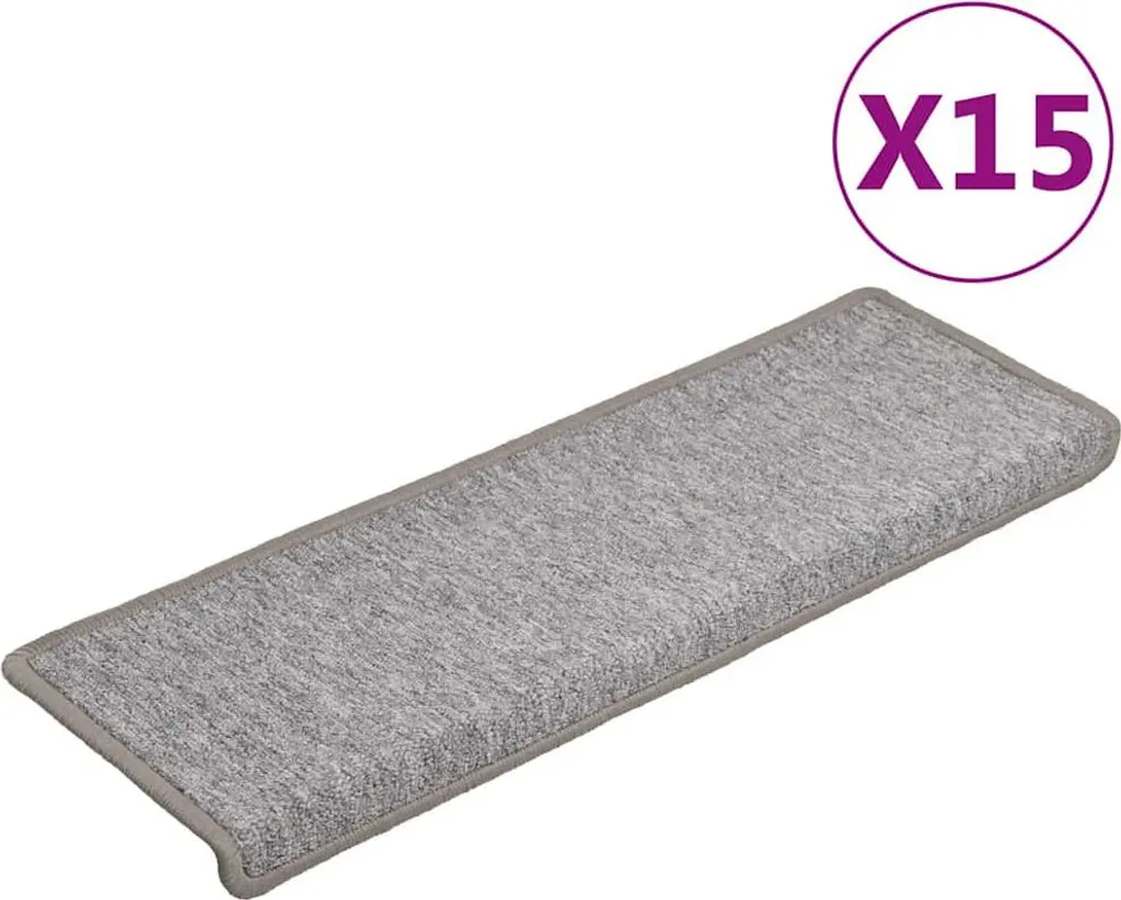 Lot 15 tapis marches escalier gris clair 65x21 cm avec fixation adhésive