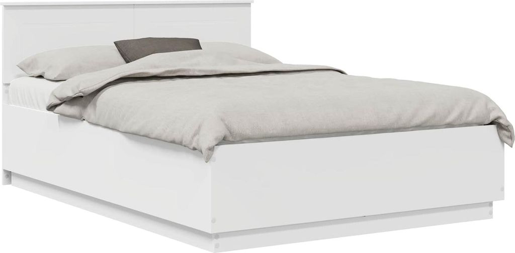 Langlebige Bettrahmen mit LED-Lichtleisten Weiß 150 x 200cm Holzwerkstoff - Möbel196442 - Klassische BettenJugendbett Tagesbett