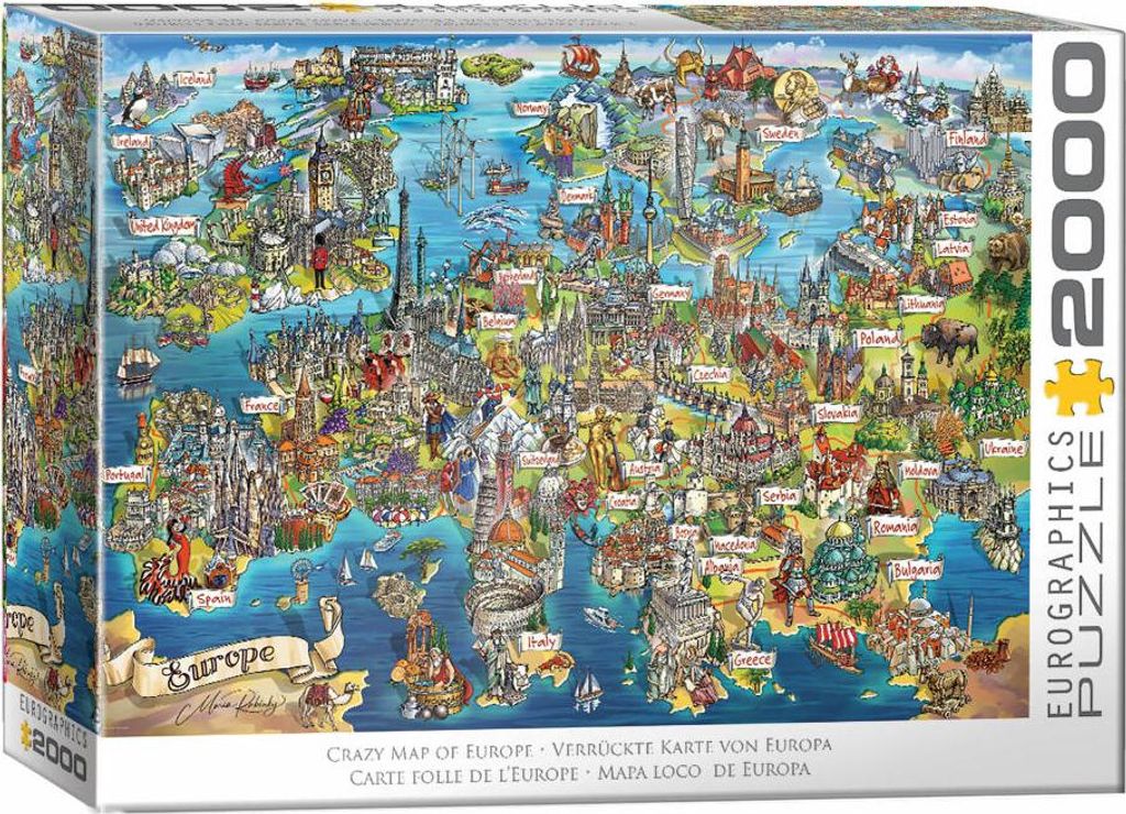 Eurographics Puzzle verrückte Europakarte, 2000 Teile, 68 x 97 cm, 8220-6129