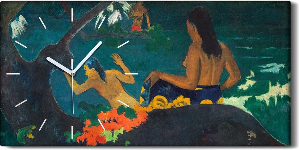 Leinwand Uhr Küche Wohnzimmer Bild 60x30 Malerei Tahiti Produktbild 