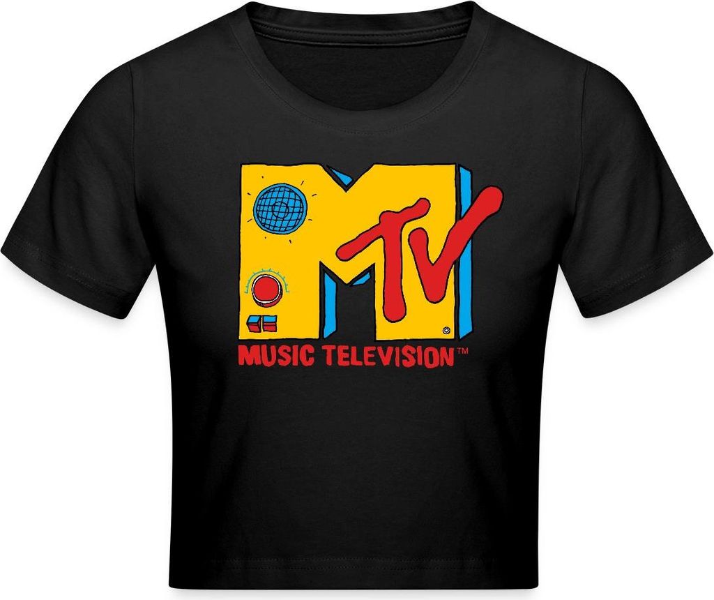 Spreadshirt MTV Music Television Radio-Logo Crop Top, XL, Schwarz
