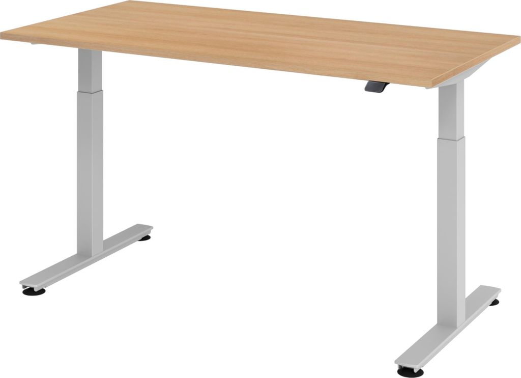 bümö Schreibtisch elektrisch XMST - Gestell: Silber, Größe: 160 x 80 cm, Nachbildung: Eiche