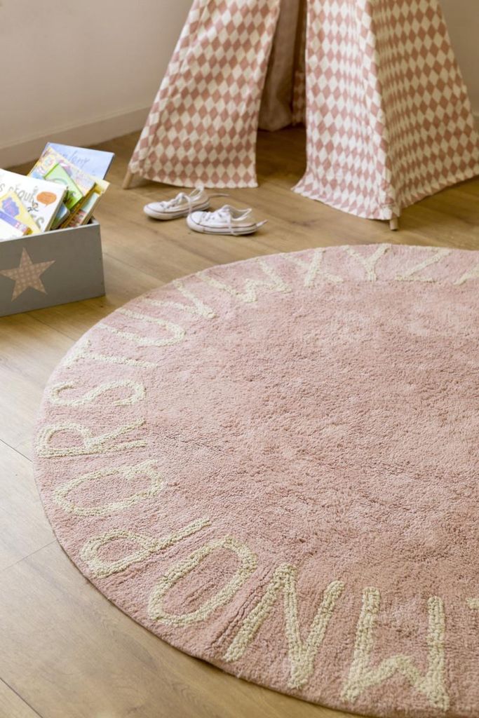 Baumwollteppich mit Buchstabenmuster - rosa - 150 Ø Produktbild 