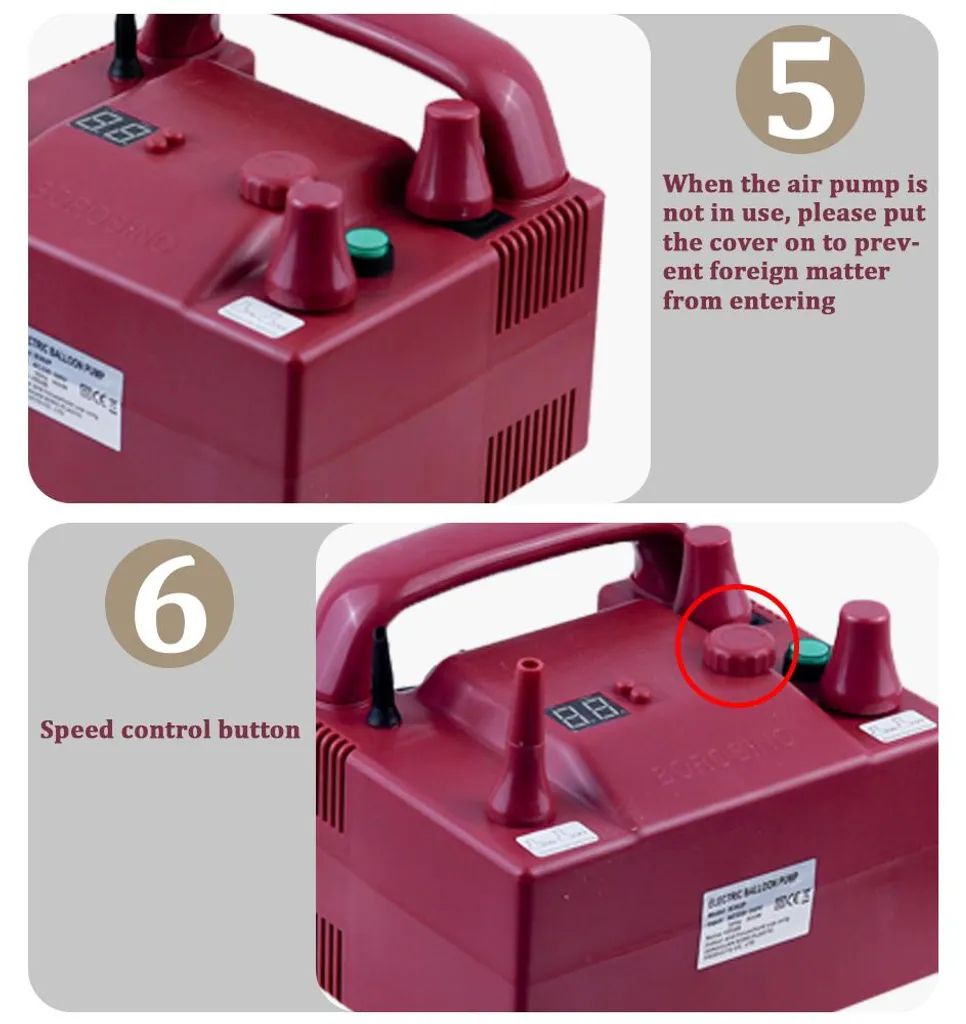 Gonfleur de ballons puissant 800W double buse B362 rapide et efficace