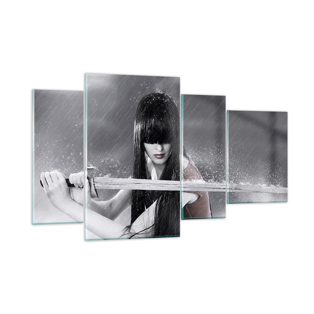 Bilder auf glas - Frau Aggression Schwert - 120x70cm - Glasbilder - Wandbilder - Kunstdruck - zum Aufhängen bereit - Wanddekoration aus Glas - Gla...