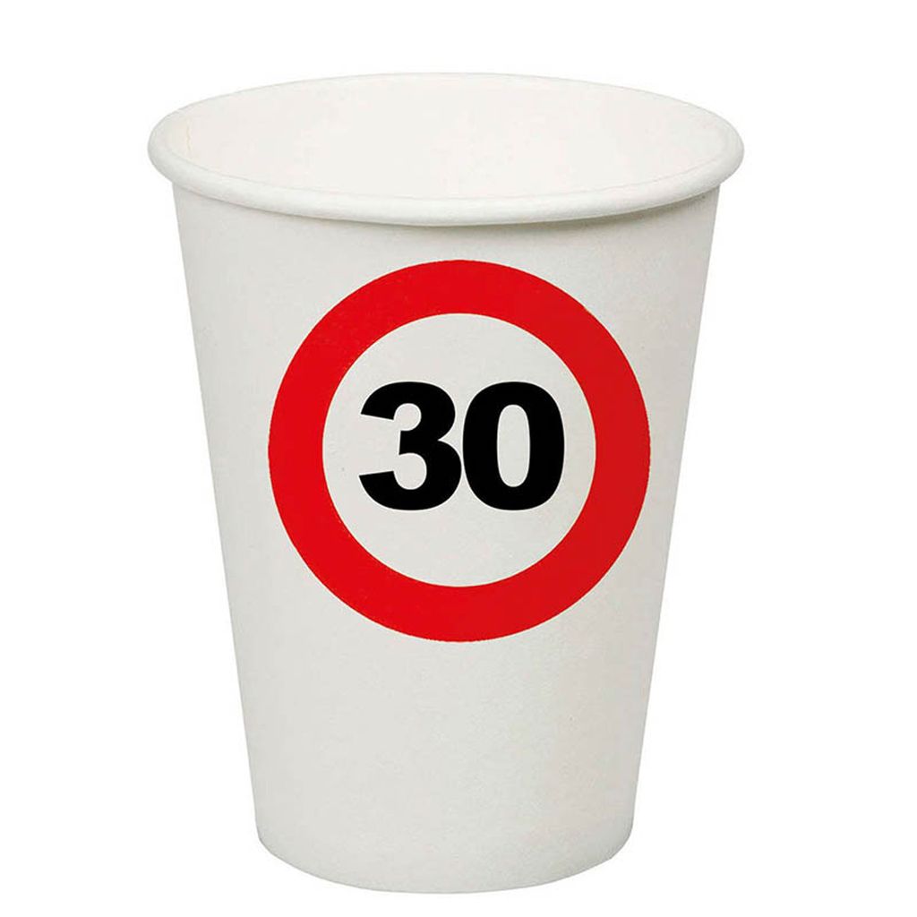 Pappbecher Verkehrsschild 30 250ml/8Stk. Produktbild 
