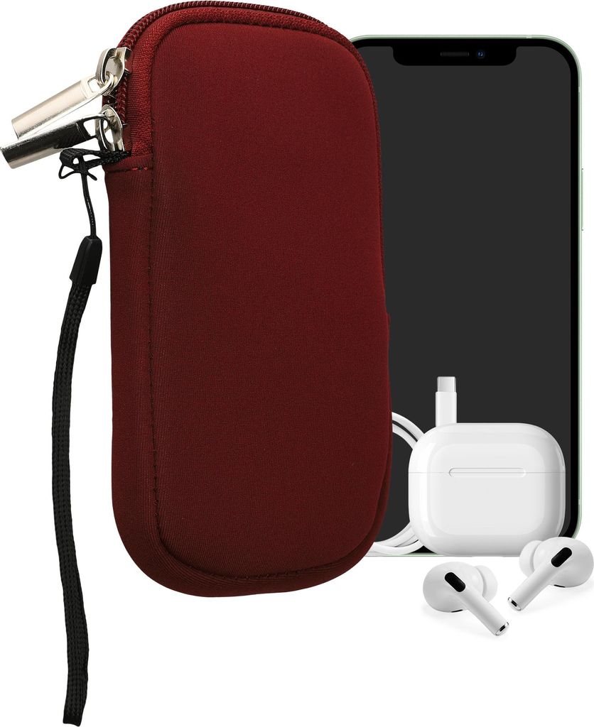 kwmobile Handytasche für Smartphones M - 5,5" - Neopren Handy Hülle Bordeaux - Handy Tasche 15,2 x 8,3 cm Innenmaße