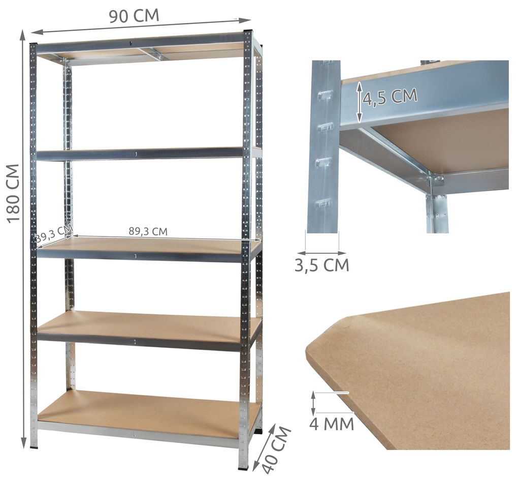 Regály pre vysoké zaťaženie 180 x 90 x 40 cm do nosnosti Obrázok produktu 