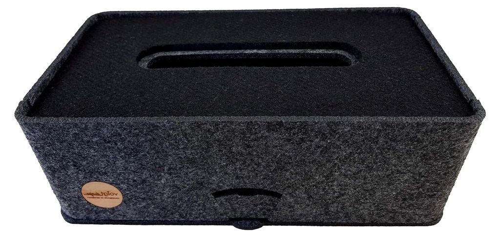 Kosmetiktücherbox aus Filz, Taschentuchspender für Kosmetiktücher, Deko (140 schwarz)
