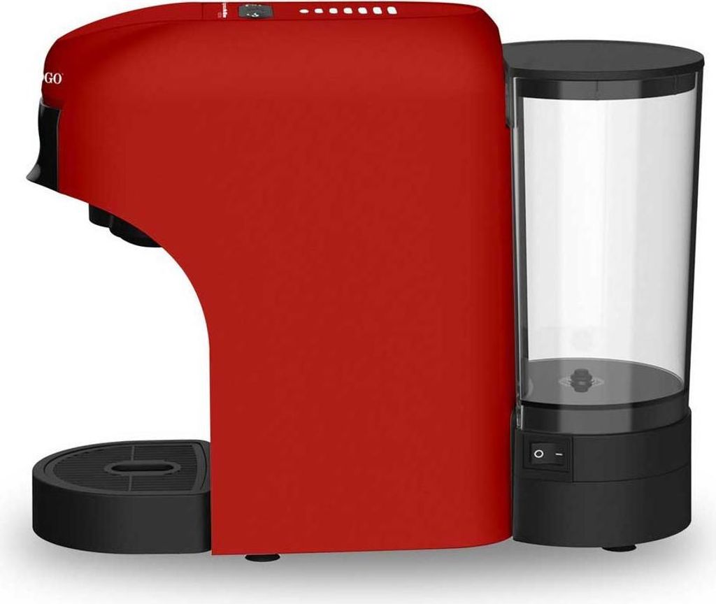 Sogo CAF-SS-7650, Kombi-Kaffeemaschine, 0,85 l, Kaffeekapsel, Kaffeepad, Gemahlener Kaffee, 1400 W, Schwarz, Rot