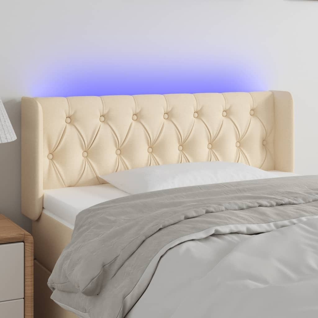Praktischen LED Kopfteil Creme 93x16x78/88 cm Stoff - Kopfteile ,design Möbel 6051572 3parcel