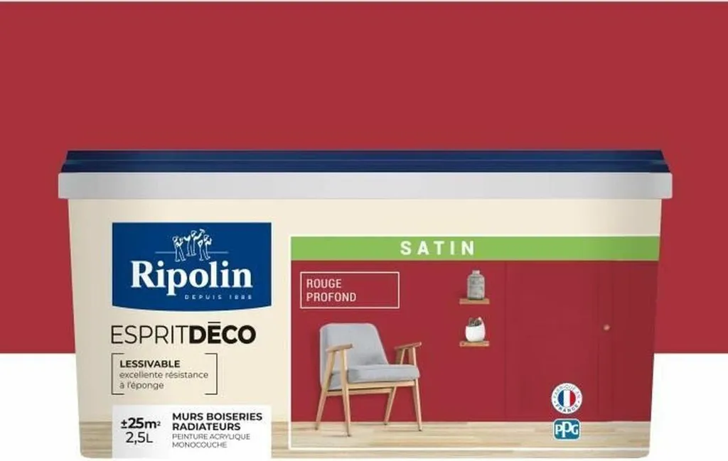 Peinture d'Apprêt Ripolin Rouge Satiné 2,5 L pour Sous-couche Métal