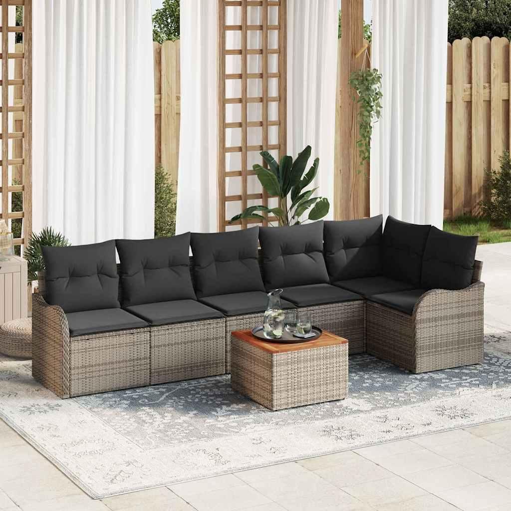 Maison Exclusive - Gartensofa-set mit Speicher 7 pcs Grau Poly-Rattan