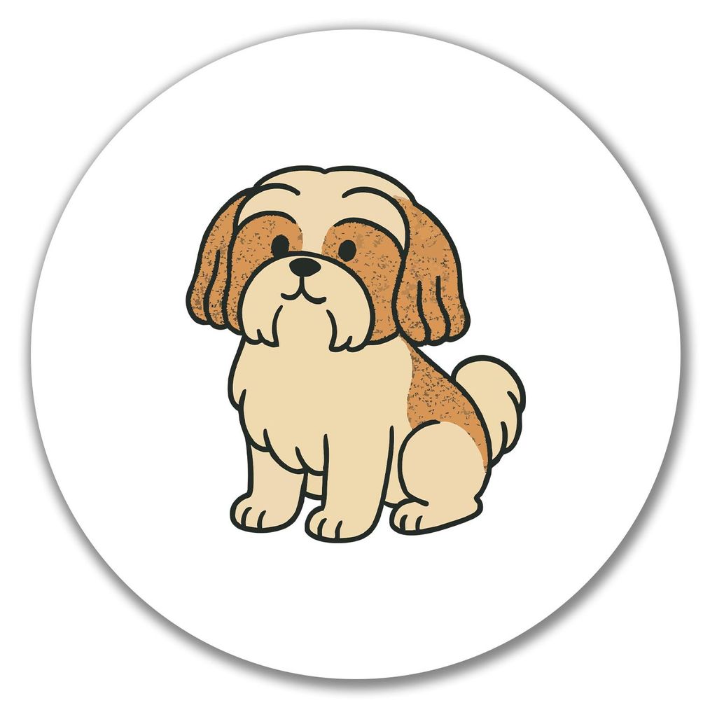 Huuraa Aufkleber Shih Tzu Comic Shishi 10cm rund Sticker Geschenkidee