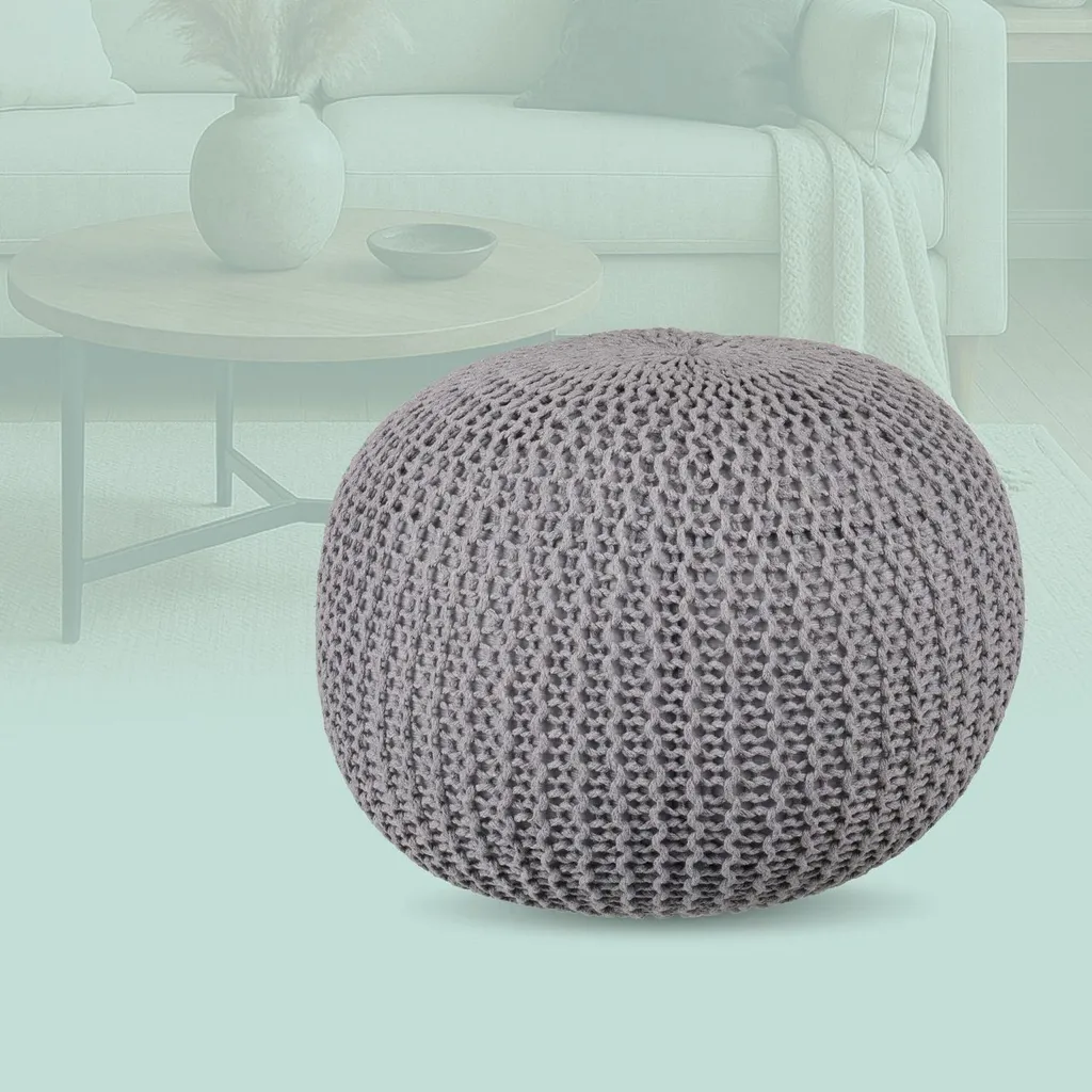 Pouf Design Boho in Maglia: Poggiapiedi di Lusso Imbottito EPS