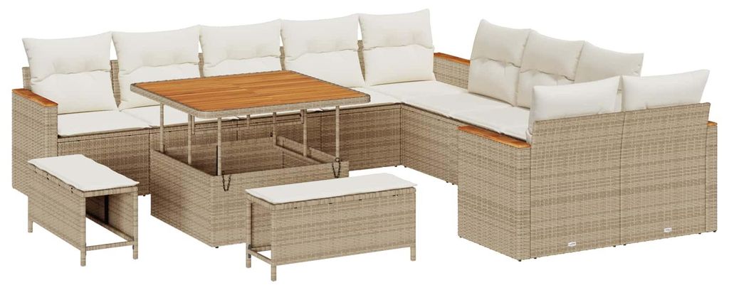 Gartensofa-set 13 pcs Beige Poly-Rattan