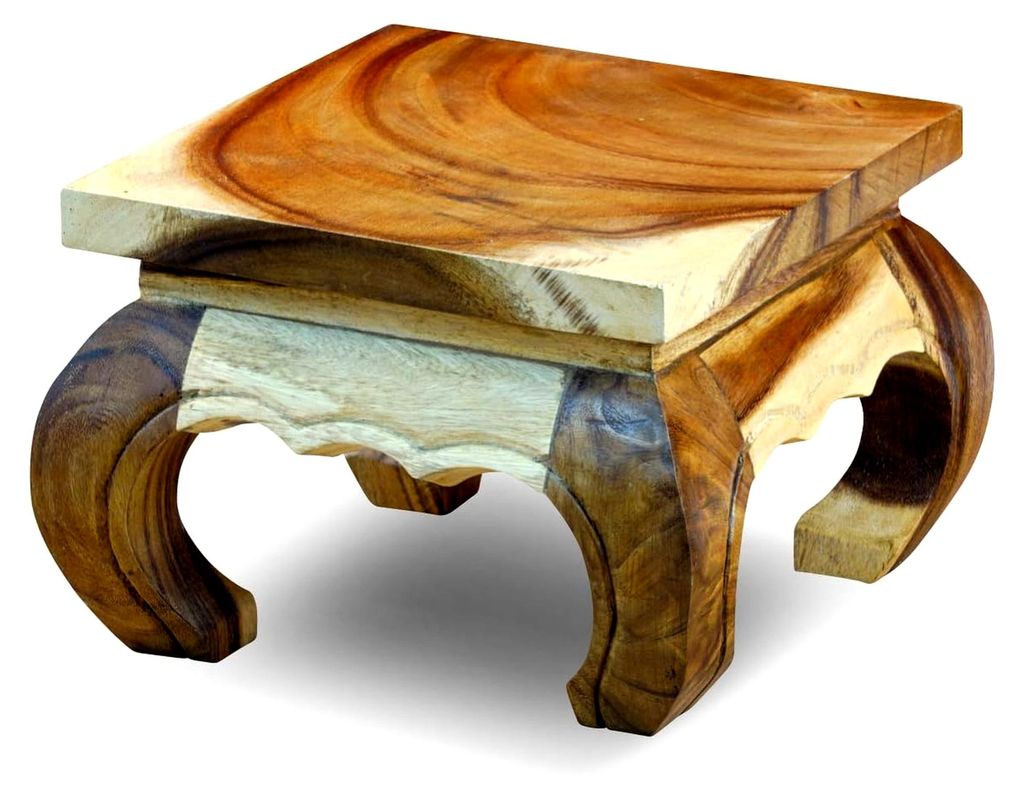 Mittlerer Opiumtisch aus Akazienmassivholz - Beistelltisch - Blumenpodest in verschiedenen Größen (Natur, Mittel)