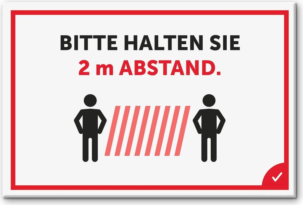 Hinweisschild "Abstand halten" (450 x 300 mm) PLEXIGLAS 5 mm / weiss