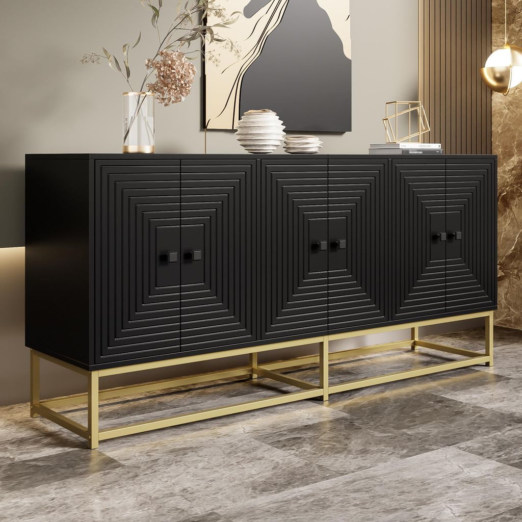 Merax Sideboard noir moderne avec surface mate, armoire de Image du produit 
