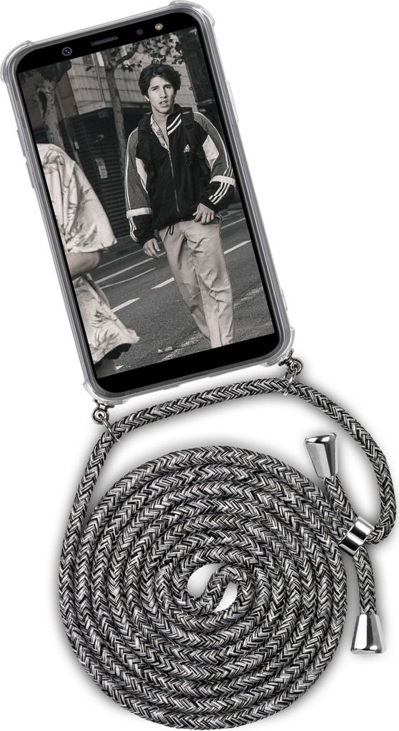 TWIST-Case + TWIST-Cord für Samsung Galaxy A6 (2018), Farbe:White Noise (Silber)