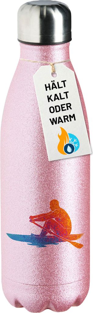 Huuraa Trinkflasche Rudern bunte Silhouette 500ml Pink Edelstahl Wasserflasche Trinkflasche Geschenkidee