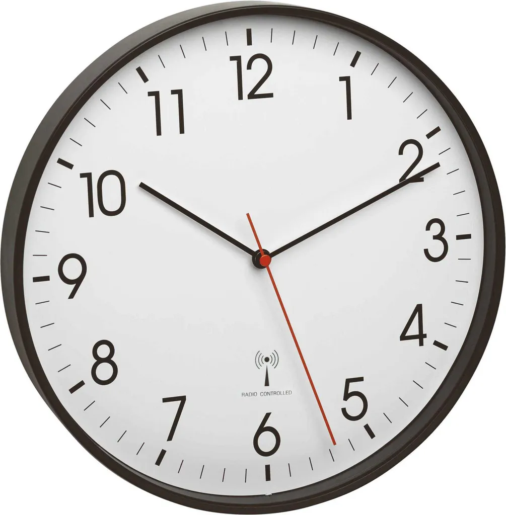 Horloge murale analogique TFA Dostmann 60.3537.01 cadre métal noir