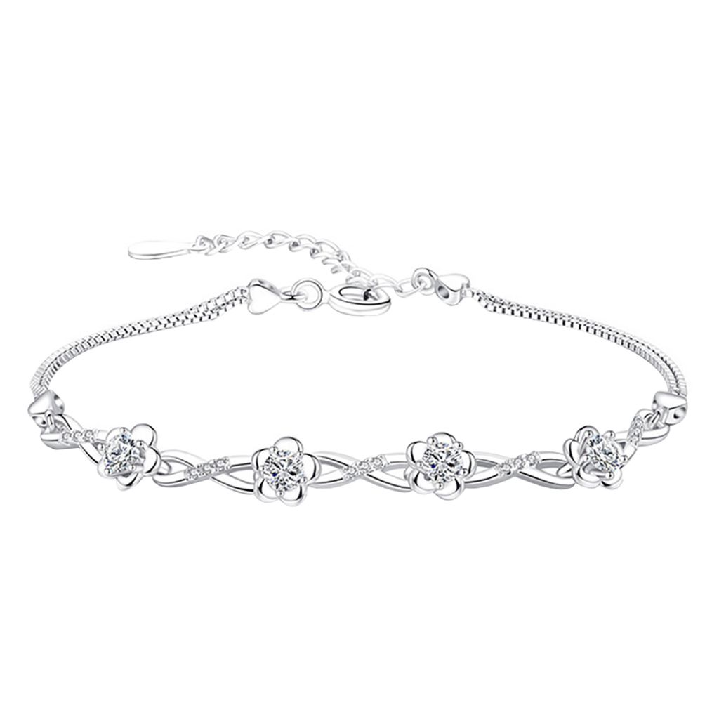 Vintage Pflaumenblüten-Strass-Intarsien-Armband für Damen, Handgelenk-Kette, Schmuck, Geschenk-Lila
